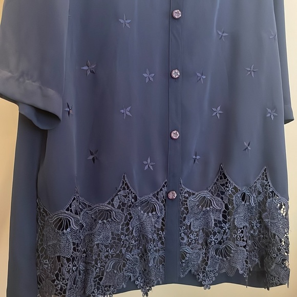 Anne French Creation Navy Blue blouse - Picture 4 of 6